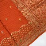 Viscose Russian Silk Saree | Red & Blue Shades | Elegant Banarasi Weave | Banarasi Hastkala Weaves - Saree 1