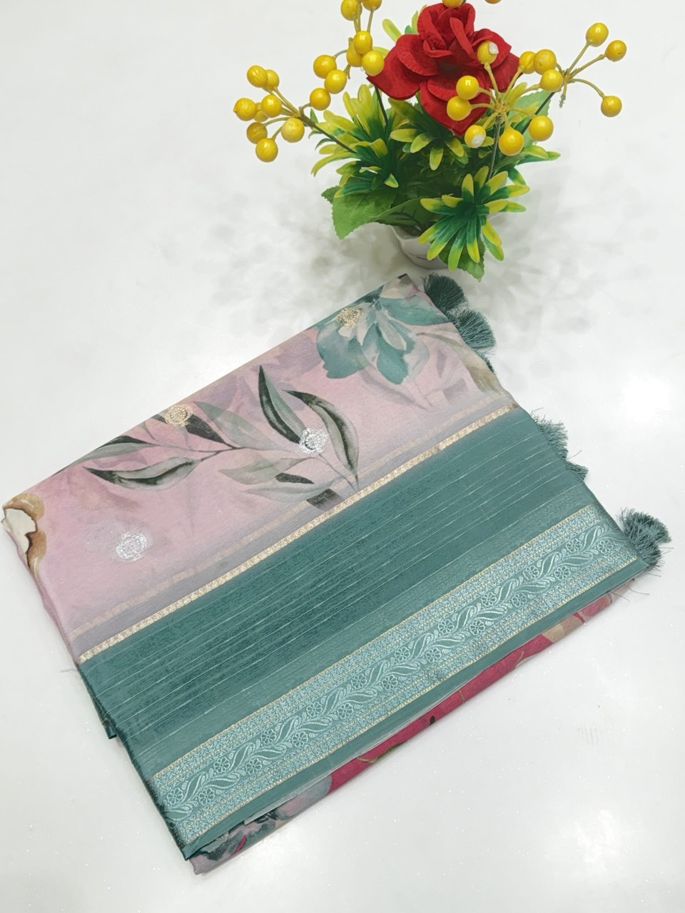 Viscose Chinon Khaddi Digital Print Saree | Elegant Printed Saree | Banarasi Hastkala Weaves