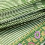 Banarasi Gold Striped Floral Embroidery Silk Saree – Elegant Banarasi Silk Work Saree - Saree 1