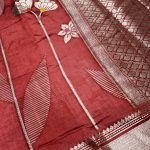 Green Mango Viscose Saree | Blue & Red Shades | Elegant Banarasi Weave | Banarasi Hastkala Weaves - Saree 2