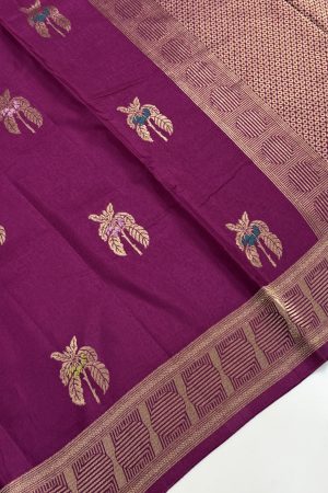 Green Mango Viscose Saree | Pink & Red Shades | Elegant Banarasi Weave | Banarasi Hastkala Weaves