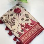 Chinon Viscose Digital Print Saree – Elegant Banarasi Printed Saree - Saree 1
